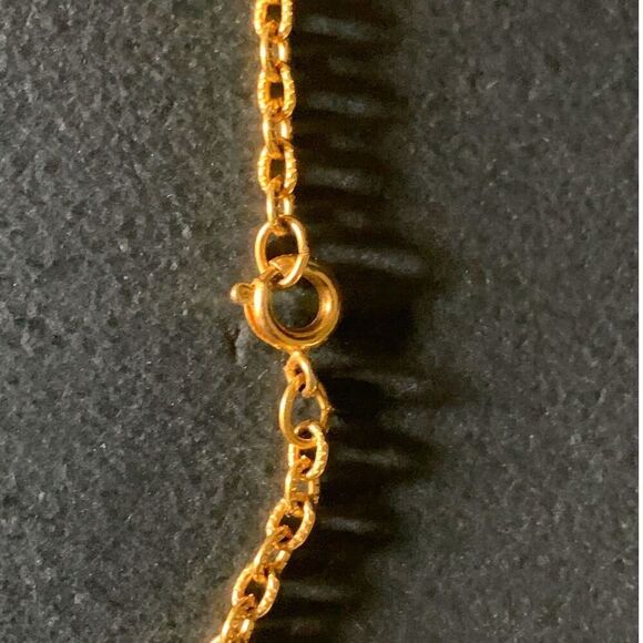 Vintage Gold Necklace with an abstract pendant, Unmarked - Picture 4 of 5